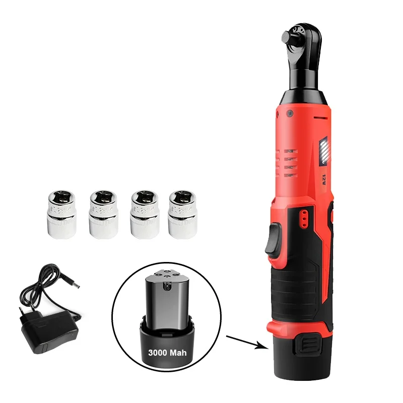 

3000Mah 45NM Cordless Electric Wrench 12V 3/8 Ratchet Wrench Set Angle Drill Screwdriver to Removal Screw Nut Car Repair Tool