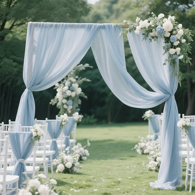 1PC 100D Chiffon Backdrop Curtains, Sheer Fabric Backdrop Drapes for Birthday Festival Wedding Arch Party Decoration