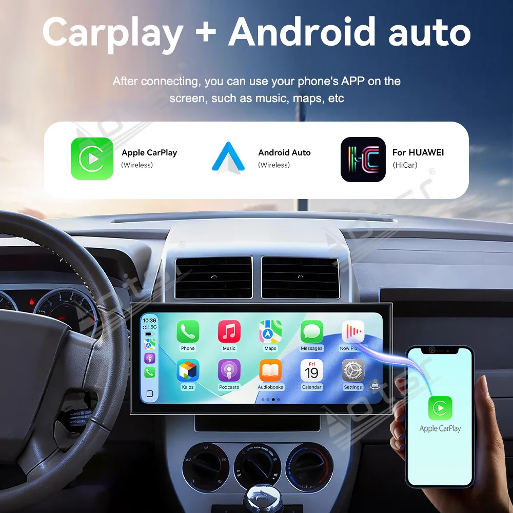 CarPlay 15.8’’ Android 15 For Jeep Compass   2007-2009 Carplay  Car gadgets Car GPS Navigation HD Screen Multimedia Player Head