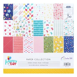 Creative Path Happy Day 12 Inch Cute Scrapbooking Pattern Paper DIY Crafting Junk Journaling Decorative Background Paper 30x30cm