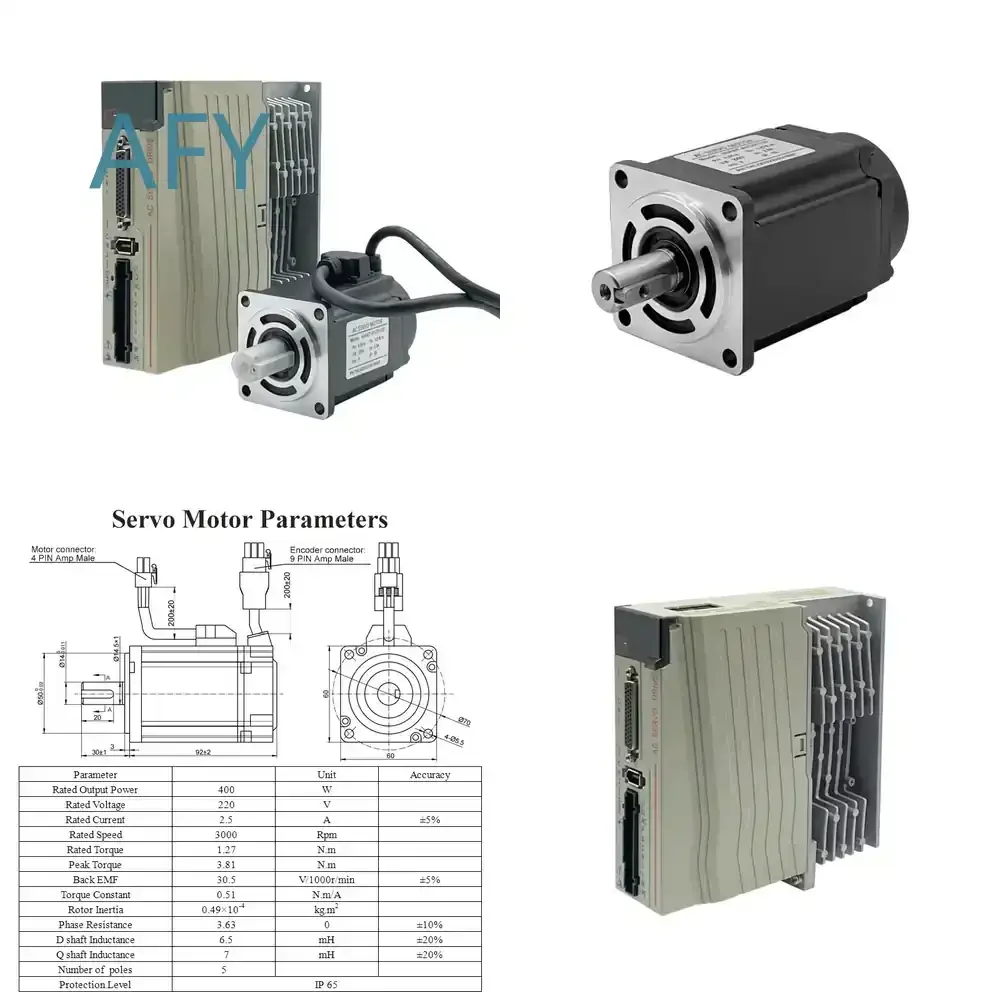 17 Bit Absolute Encoder 60mm 400W Servo Motor Kit for RS485 Servo Drive 3000rpm 1.3N m Industrial Automation CNC Robotics