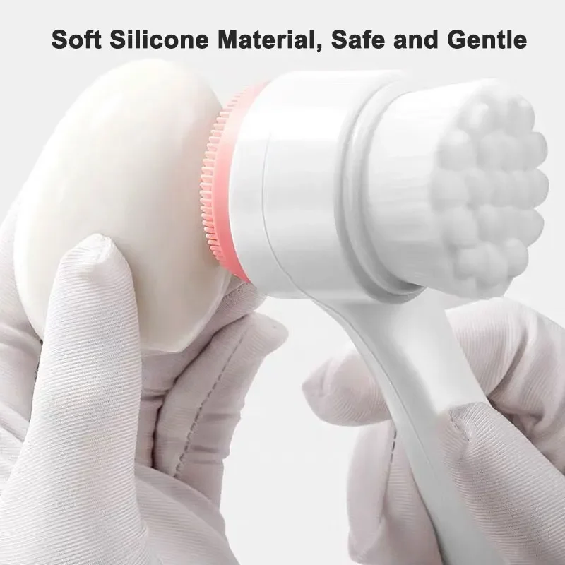 Escova Facial de Dupla Face com Cerdas de Silicone Macias, Escova de Limpeza Manual para Uso Doméstico, Ferramenta de Limpeza Profunda dos Poros