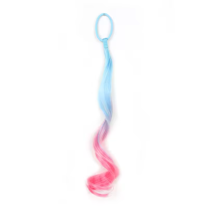 Colored Hair Extensions Synthetic 14"  Lightweight Colored Hair Extensions for Kids Curly Ponytail Extension with Elastic Tie - Image 8