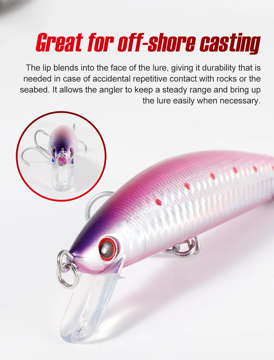Noeby 120 mm 44 g schwerer sinkender Minnow-Angelköder, langer Wurf-Wobbler, künstlicher harter Köder für Wolfsbarsch, Salzwasser-Angelköder – Detail 10