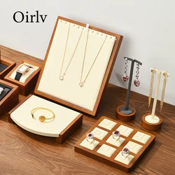 Oirlv Wooden Jewelry Rack Display Stand Wood Jewelry Tray Ring Earring Bracelet Necklace Holder Solid Wood Jewelry Display Stand
