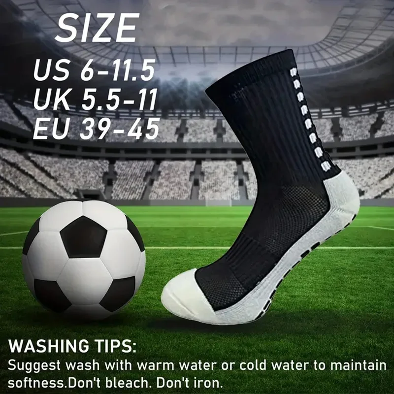 2 Pairs Anti-slip Football Socks Men Women Sports Socks Thickened Breathable Comfortable Football Basketball Running Grip Socks