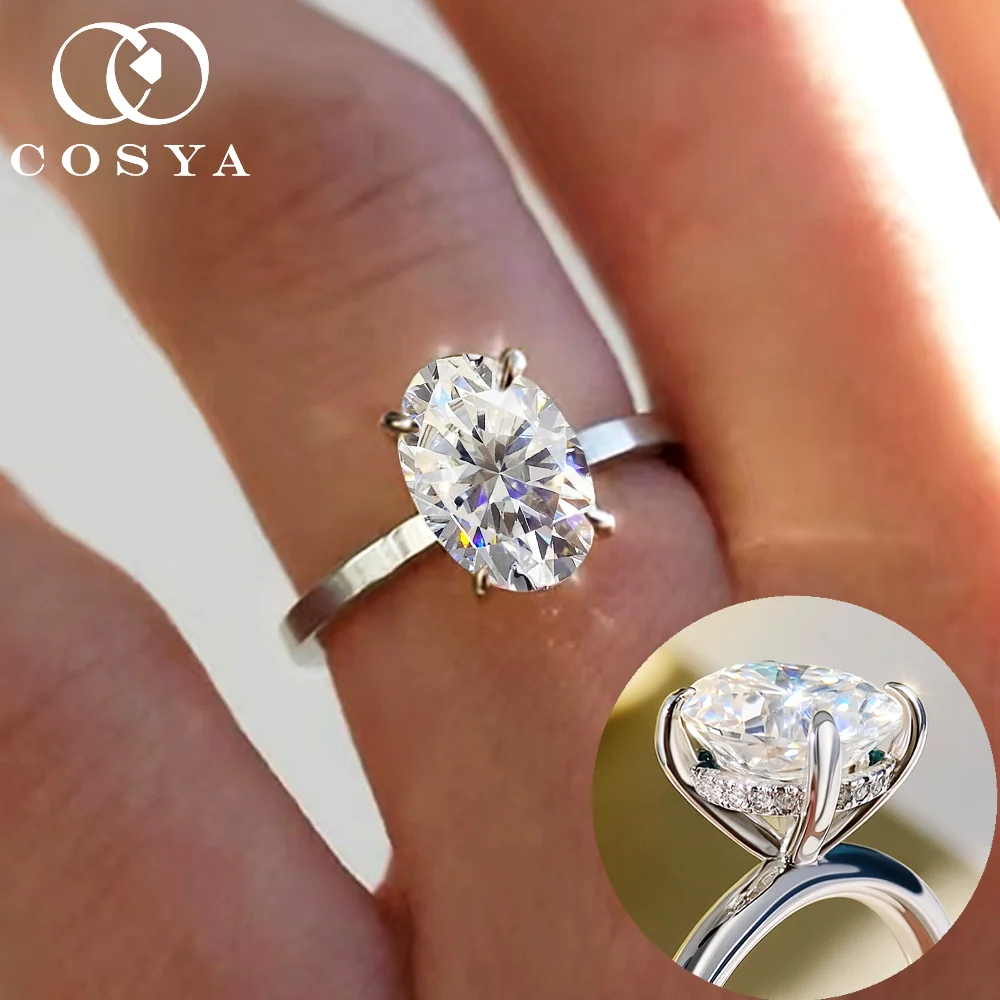 

COSYA 1-3CT Oval Cut Moissanite Ring S925 Silver For Women D Color With Certified Wedding Band Engagement Classic Jewelry