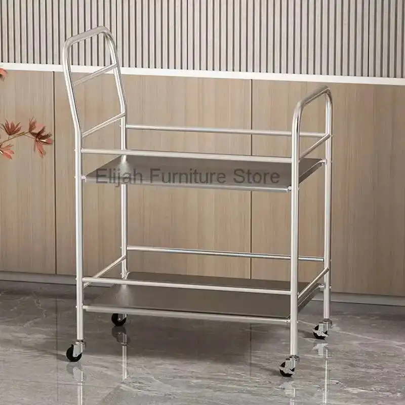 

Professional Aesthetic Stainless Steel Trolley Kitchen Storage Workshop Tool Cart Bathroom Shelf Service Salon Furniture