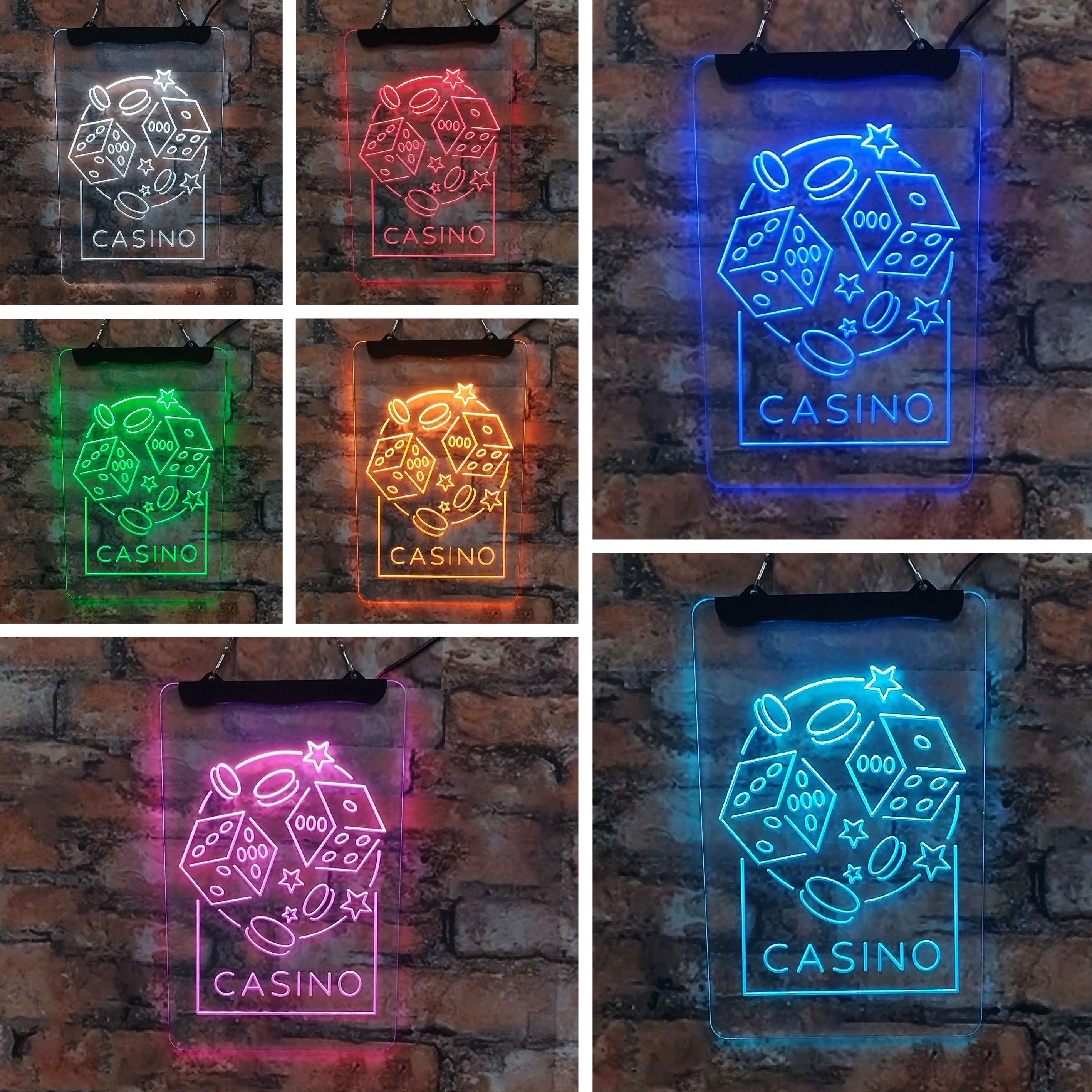 Casino, bar, game room, LED neon light, acrylic board, interior decoration, wall art, pink, 30*40, for room, store, men's cave