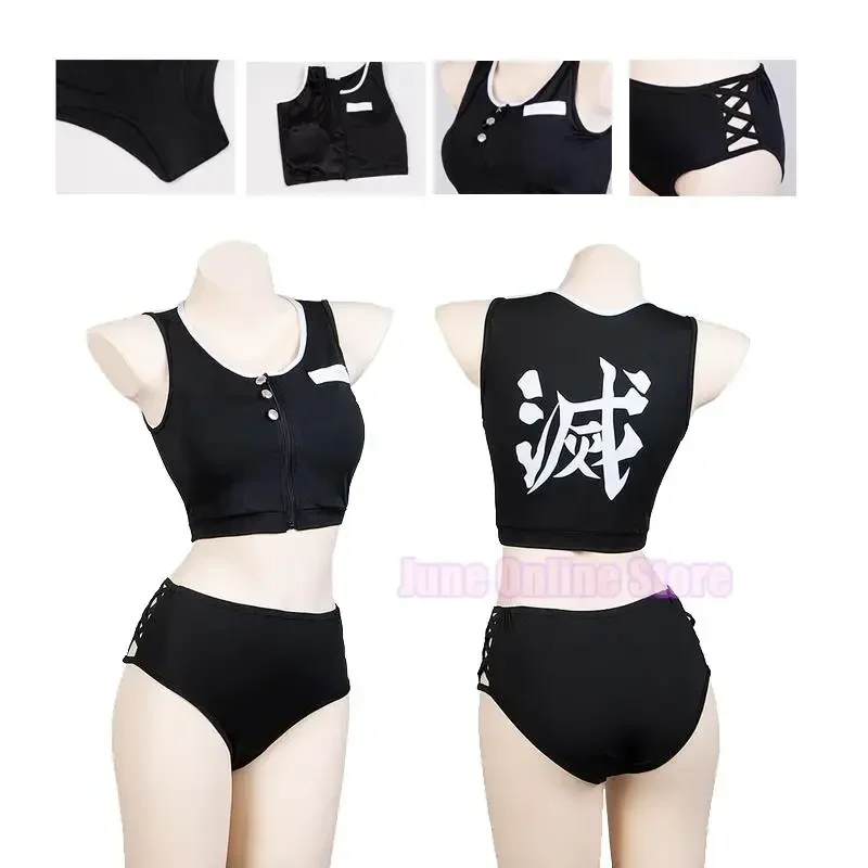 2025 New Anime for Women Kochou Shinobu Cosplay Swimsuit Bathing Suit Bikini Beach Summer Set RQR56