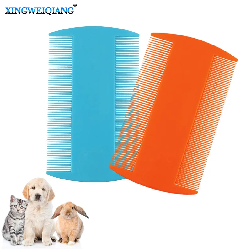 Dense Teeth Double Row Pet Comb  Flea Comb Plastic Pet Grooming Device Dog Lice Removal Comb Pet Cleaning Supplies