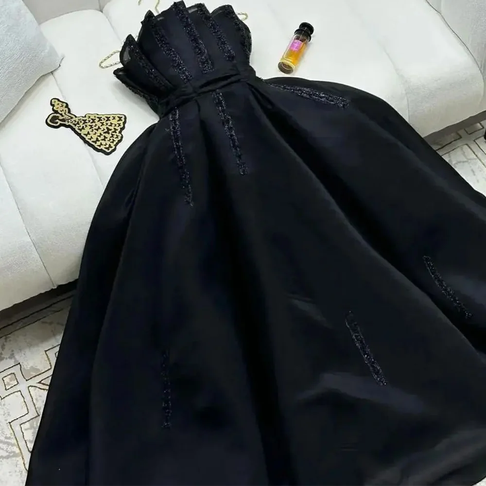

Strapless Evening Dress A-Line Sleeveless Photo Color Crystal Organza Ruched Bespoke Occasion Gowns Temperament and Elegant