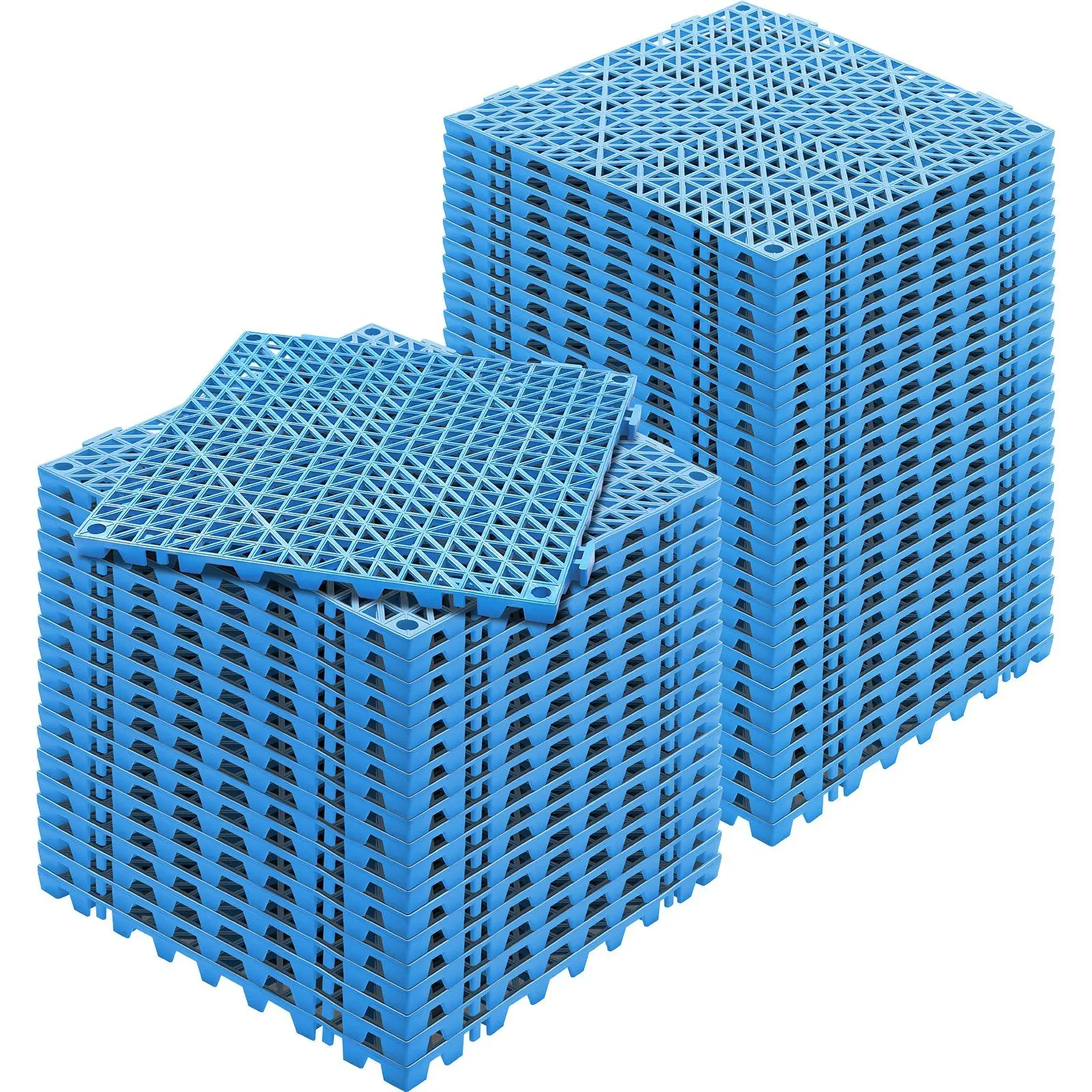 Interlocking Tile 50PCS Blue,Drainage Tiles 12" x12" Splicing,Soft PVC Interlocking Drainage Floor Tiles,Non-Slip Drainage Holes