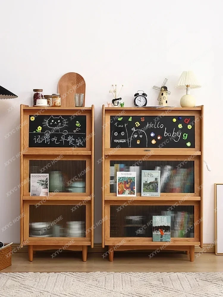 TT  solid wood bookcase, living room magazine cabinet, cherry wood entrance multi-functional locker