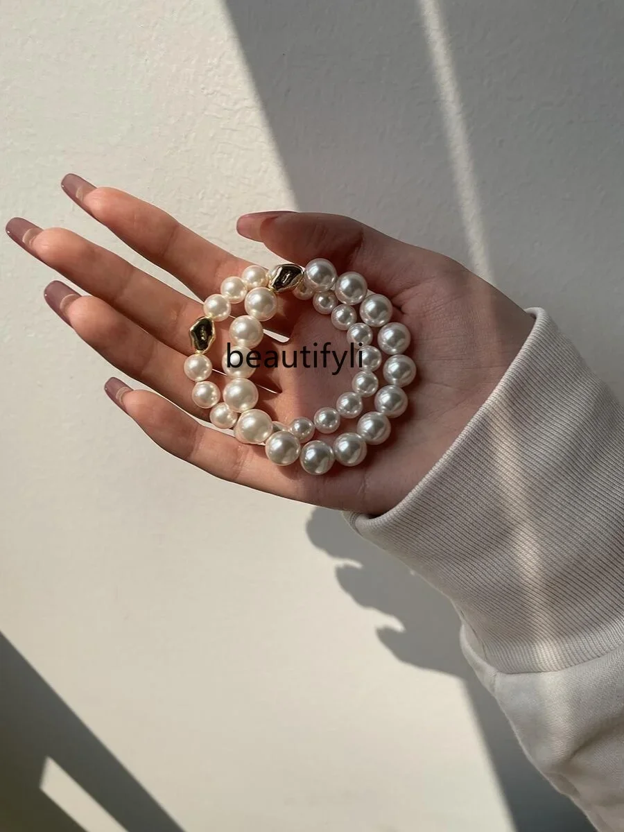 New round pearl bracelet premium light luxury French design retro versatile bracelet