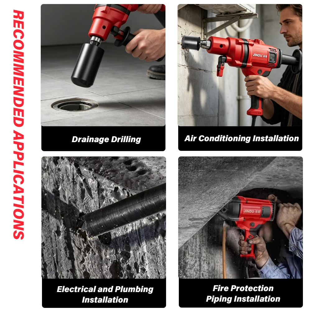 Heavy Duty Diamond Core Drill Machine 1900W/2300W All Copper Motor Wet Concrete Drill for Wall & Floor Hole Drilling