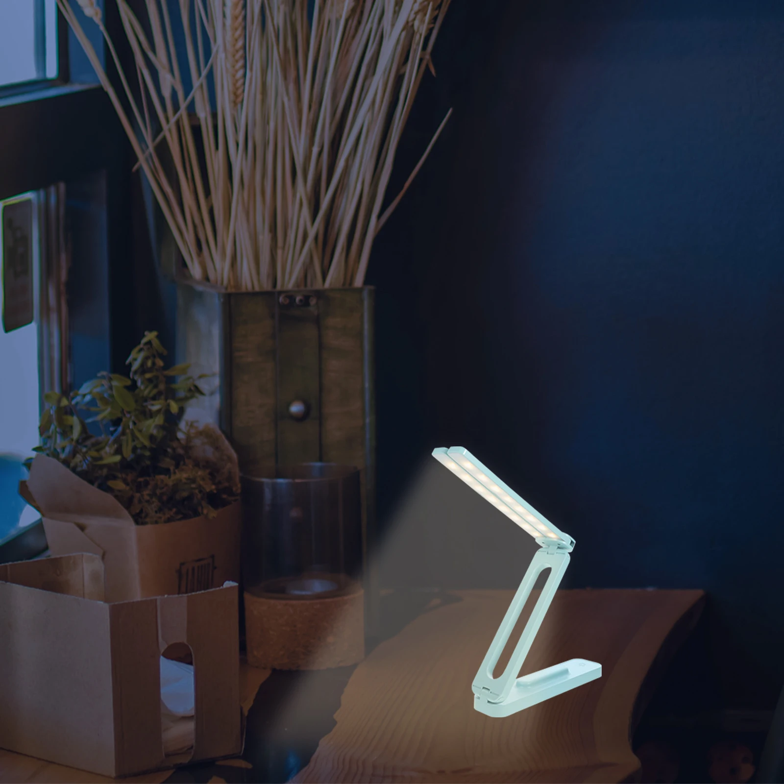 

Foldable Desk Lamp 2000mAh Dual Heads White Portable Charging Study Bedroom Table Lamps Night Light Bedside Reading Foldable