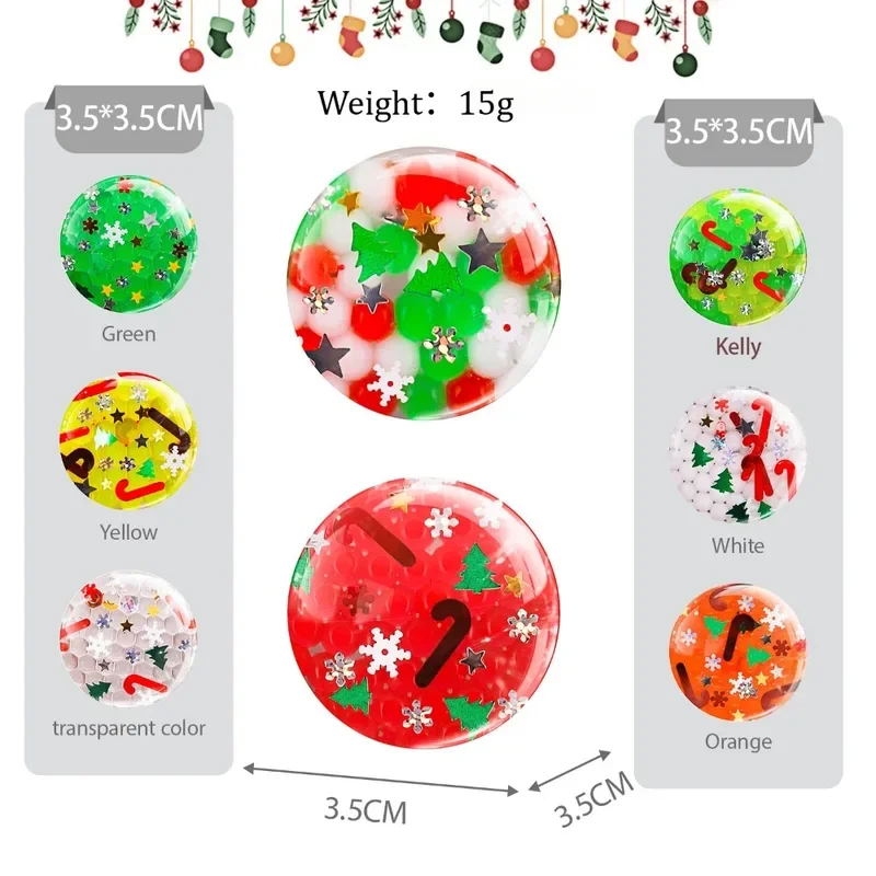 ミニクリスマスストレスボール 3.5cm スクイーズ感覚玩具 子供と大人向け 抗不安緩和 パーティーギフト