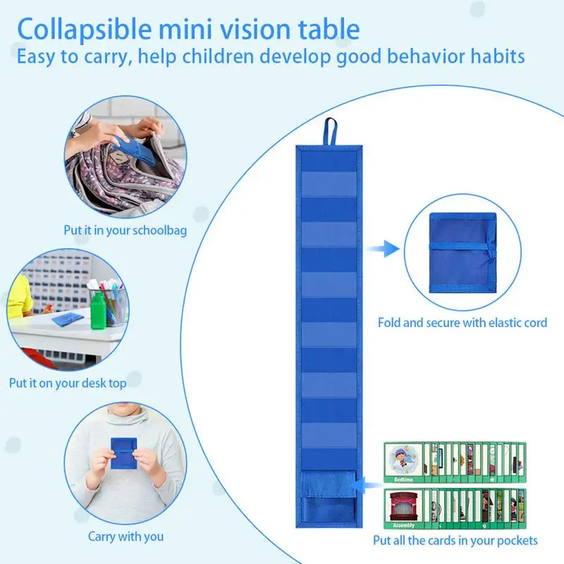 Visual Schedule Chart Mini Travel Schedule Pocket Chart Bedtime Routine Chart Visual Schedule Pocket Chart With 45 Activity card
