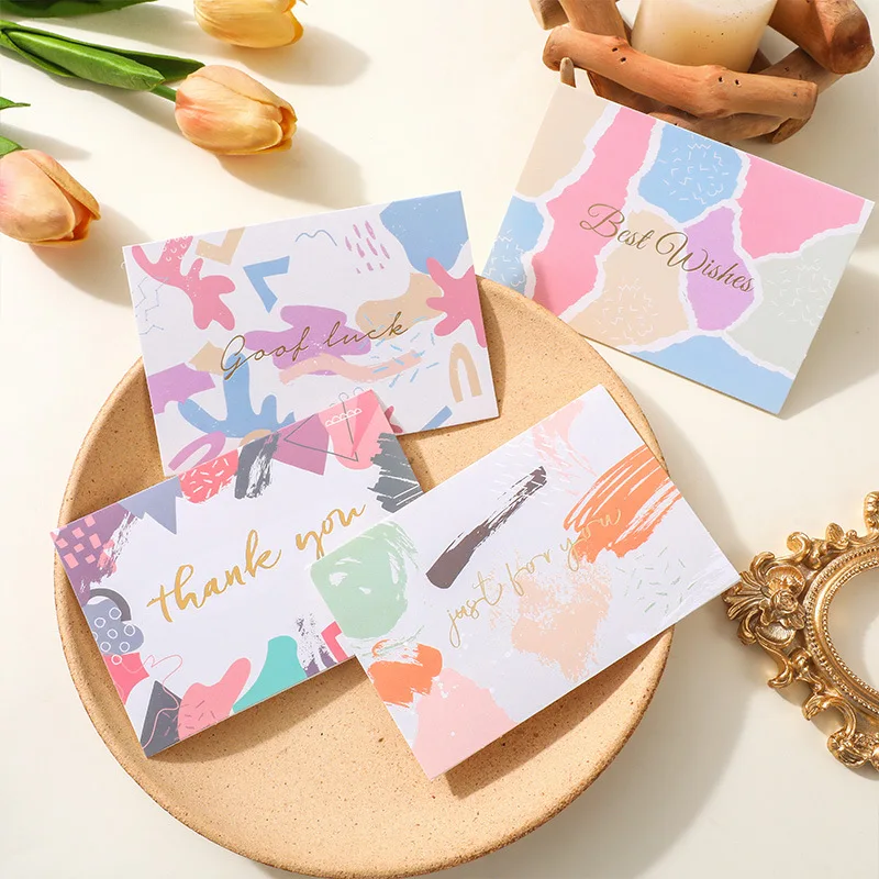 6 Pcs/set Thank You Card with Envelope Good Luck Just for You Best Wishes I Love You Greeting Card Thank You Cards for Business