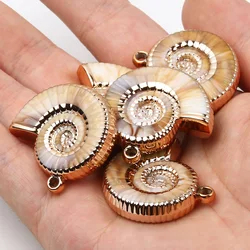 Conch seaSnail-スパイラルチャームのペンダント,大きなチャームのペンダント,チャームの製造,ジュエリーの作成,34mm, 5個