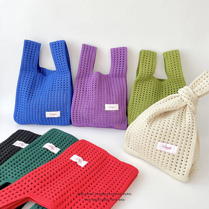 

5/10Pcs Solid Color Knitted Handbag Gift Bags Large Size Packaging Bag Wedding Party Favors Guest Supplies
