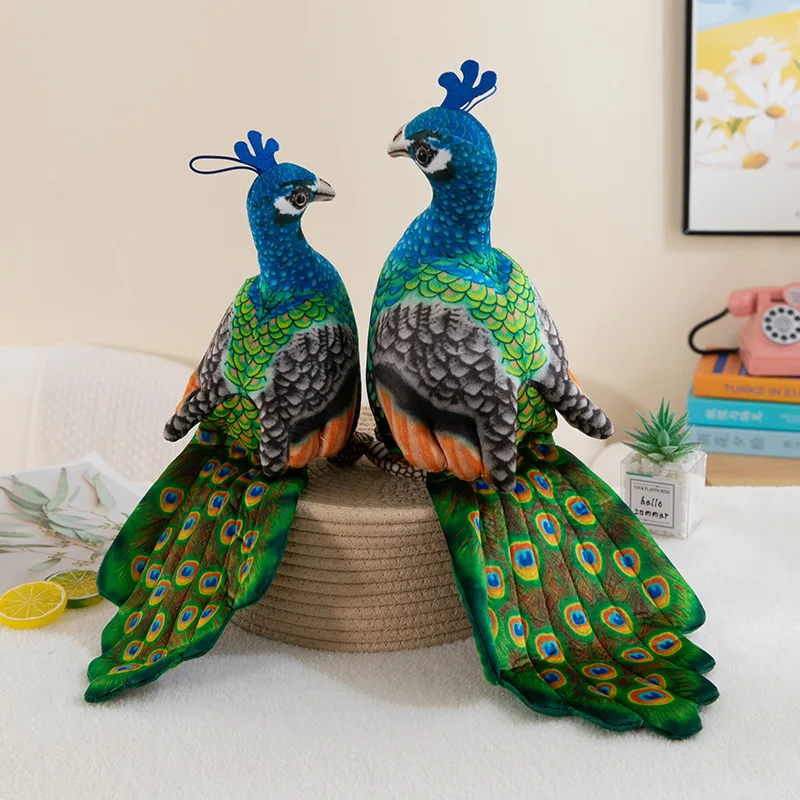 New peacock hand doll, 25cm animal decorations, cute model toys, with disk base, animal ornaments, children's birthday gifts