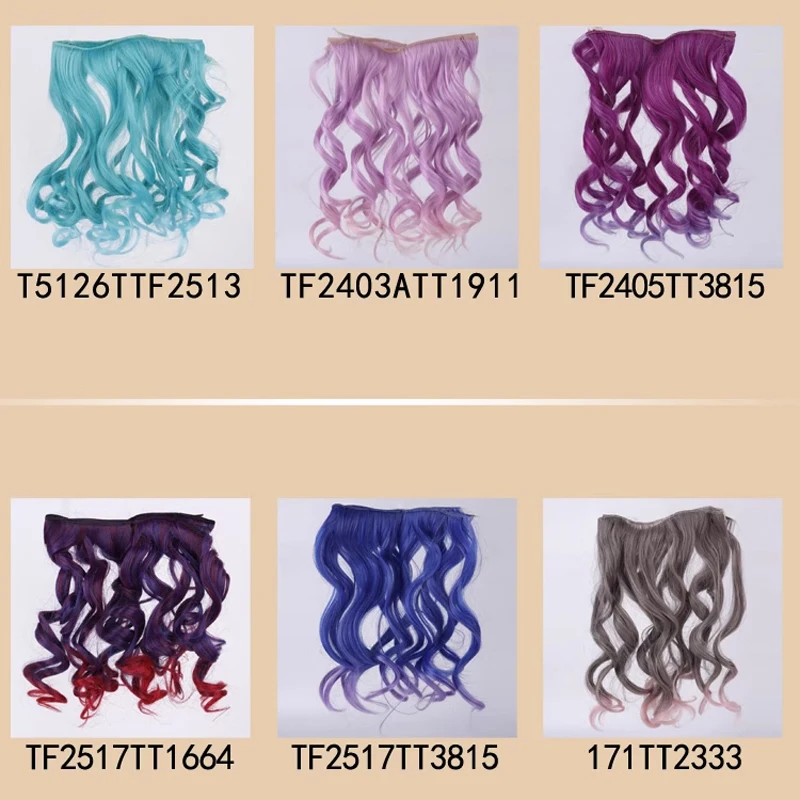15cm curly doll wigs 1/3 1/4 1/6 BJD Doll hair /  natrual brunettes blondes color pink color heat resistant hair for bjd doll