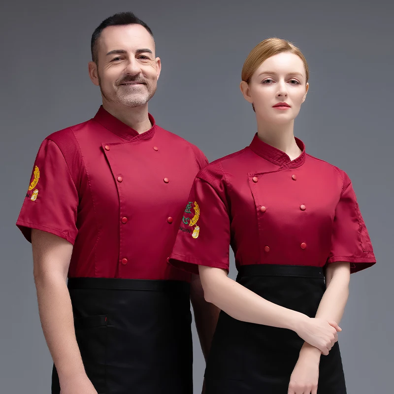 Chef-Shirt Met Korte Mouwen Werk Kleding Voor Heren Hotel Catering Western Restaurant Keuken Bakkleding Ademende Kokkleding