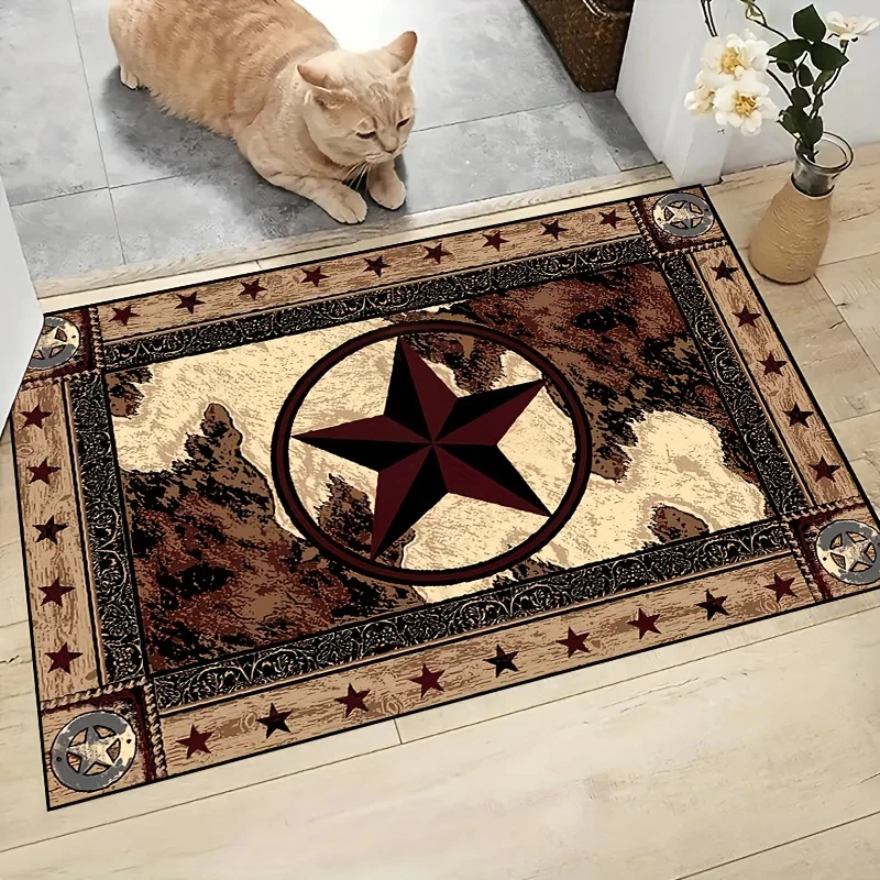 

Pentagram Wooden Box Design Kitchen Carpet Flannel Non-slip Bathroom accessories Mat for Livingroom Entrance Foot mat Home Decor