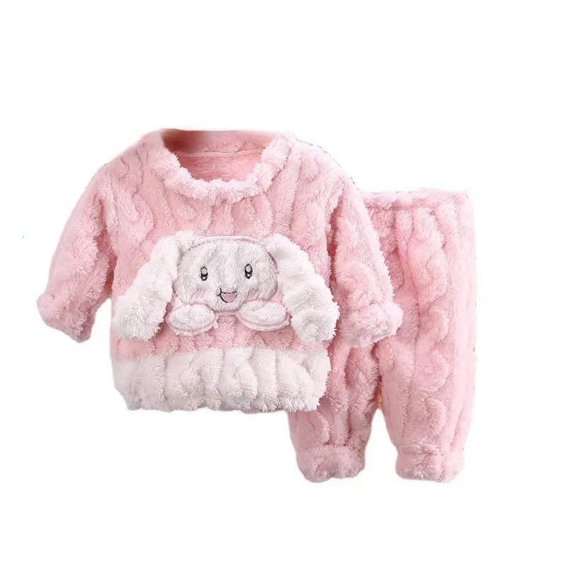 

New Winter Baby Girls Clothes Children Sleepwear Infant Casual Warm T-Shirt Pants 2Pcs/Sets Toddler Fashion Costume Kids Pajamas