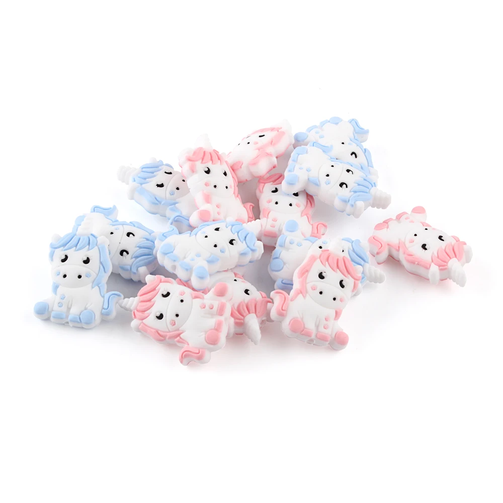 5/20/50pcs Silicone Beads Unicorn Animal Focal Beads DIY Pendant  Keychain Necklace Accessories For Jewelry Making