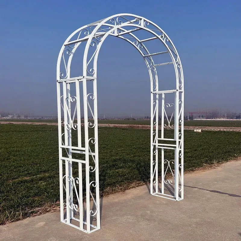 European flower arch wrought iron  frame climbing vine villa garden  bracket rose