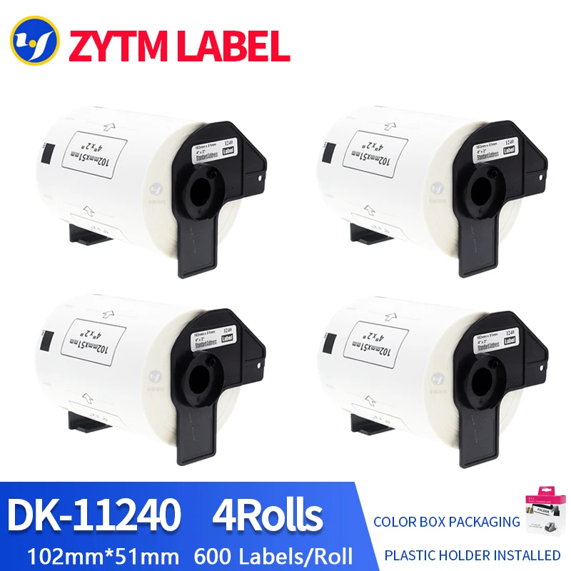 4 Rolls Generic DK-11240/DK-11241/DK-11247/22243/DK-22246 Label Compatible for Brother Printer QL-1100/1110 With Plastic Holder