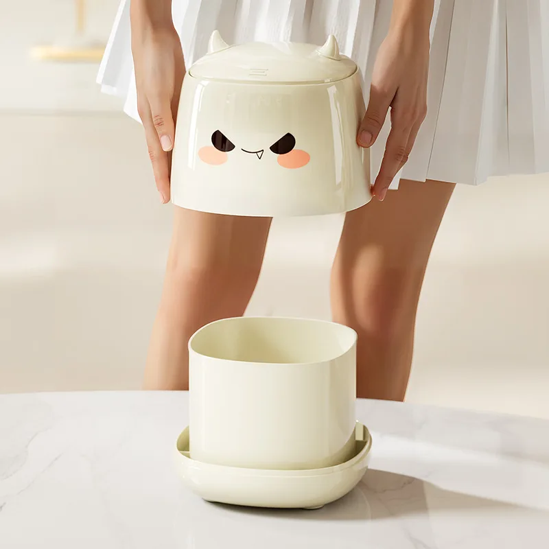 Cute Mini Devil High-Appearance Desktop Trash Can with Lid, Bedroom Office Dormitory Storage Bin view 6