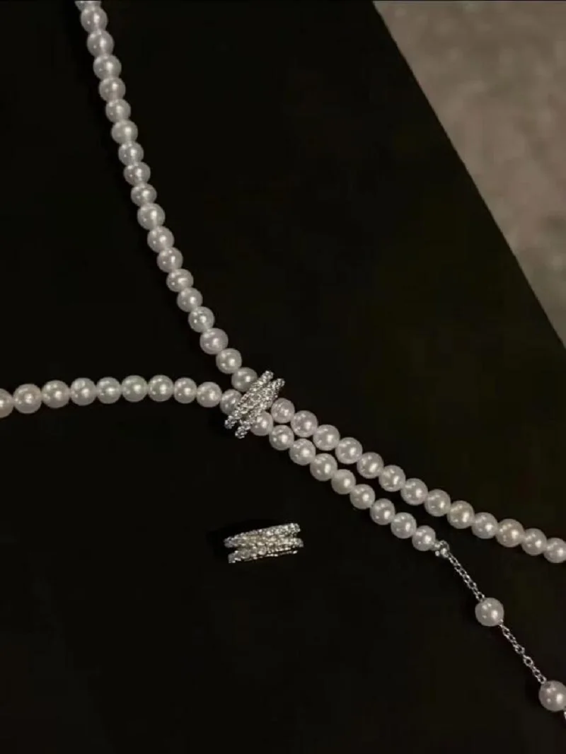 gorgeous 7-8mm south sea white pearl necklace 925s 22''