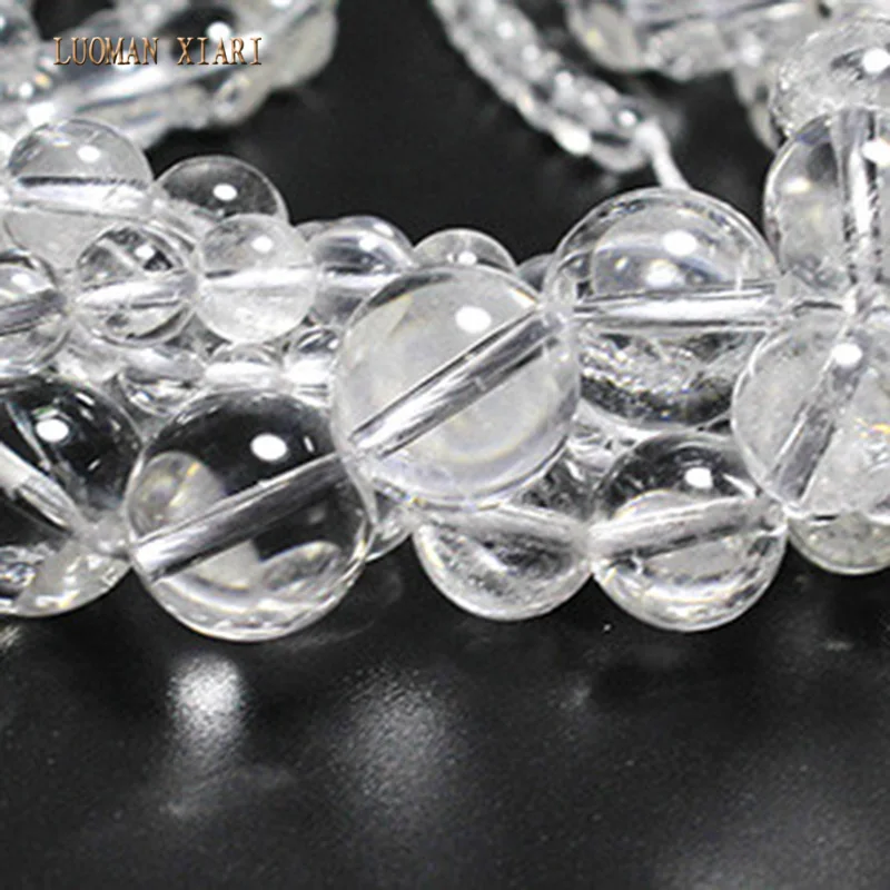 Wholesale 100%  Natural Clear Rock Crystal Quartz  Stone Beads For Jewelry Making DIY Bracelet Necklace 4/6/8/10/12 mm15.5\'\'