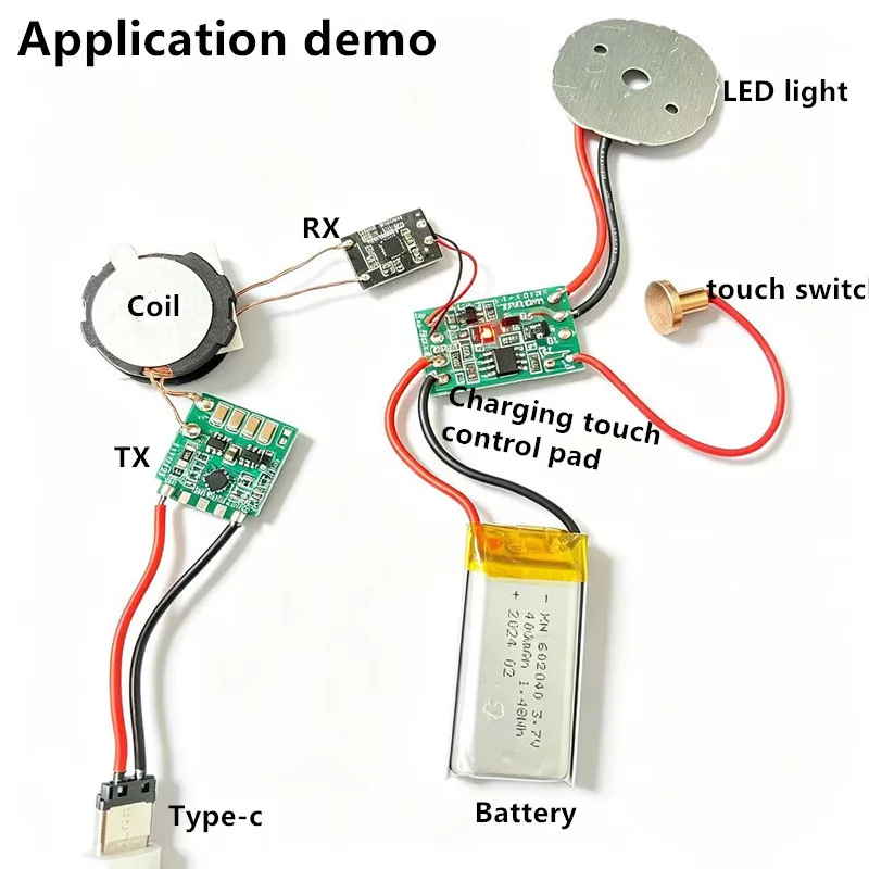 Moduł bezprzewodowego ładowania 3W 5V, układ nadawczo-odbiorczy TX RX, płytka obwodu, cewka, miniaturowy zestaw do bezprzewodowego przesyłania energii, idealny do projektów DIY. — zdjęcie produktu 5