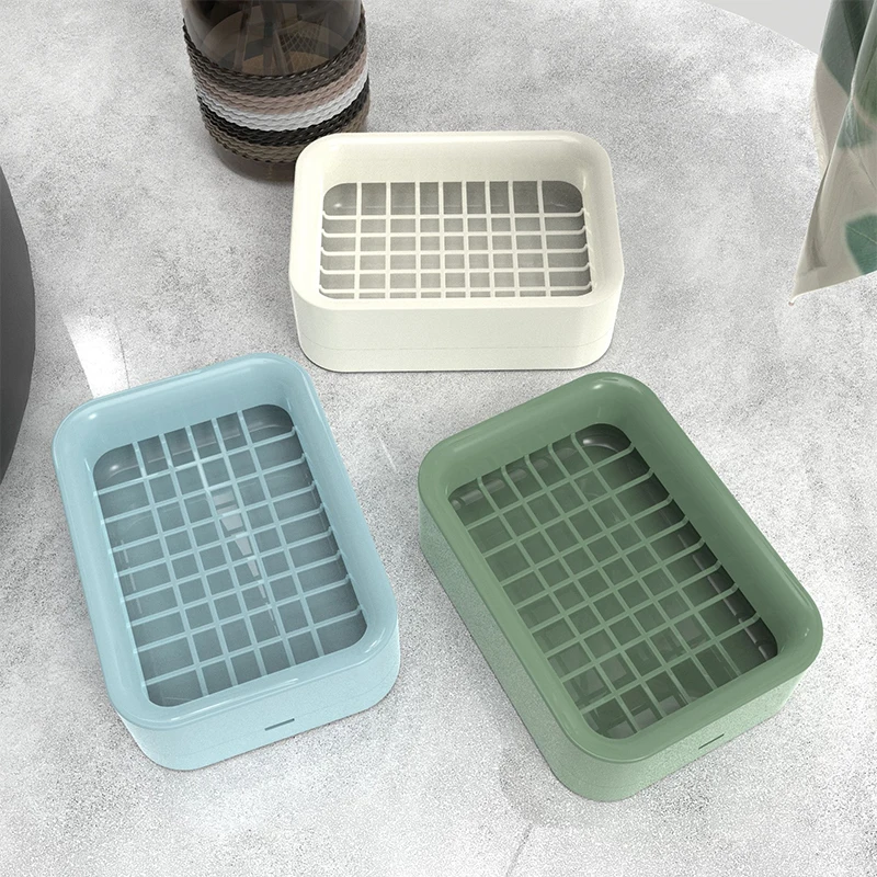 Mesh Soap Box Toilet Double Drain Soap Box, Waterless Portable Soap Holder Bathroom Organizer