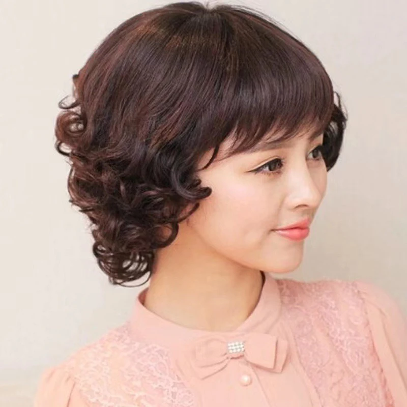 วิกผมเต็มศีรษะสำหรับผู้หญิงวัยผู้ใหญ่ ผมมนุษย์แท้แบบลอน สำหรับงานเทศกาล งานปาร์ตี้ งานแฟนซี หรือสวมใส่ในชีวิตประจำวัน ทำจากไหมทนความร้อนสูง สีน้ำตาล ใช้ตกแต่งทรงผม