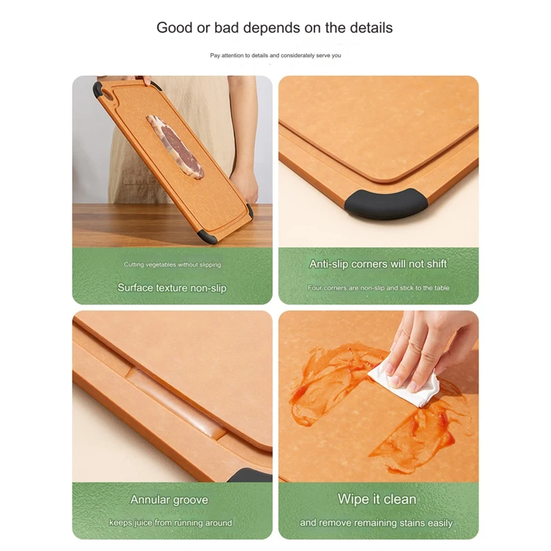 

Cutting Board For Kitchen- Natural Wood Fiber Composite, Dishwasher Safe, Eco-Friendly, Juice Grooves, Non-Slip Feet