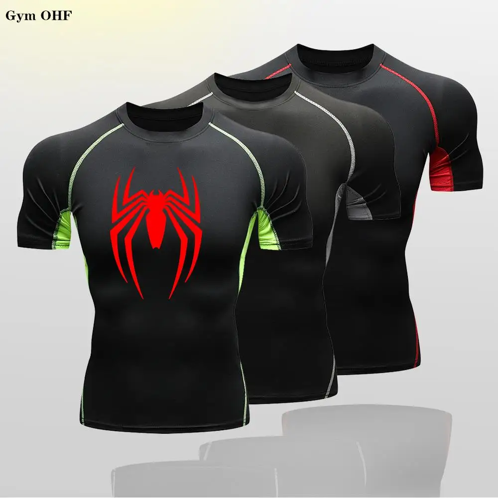 Anime Print Compression T Shirt For Kid's Gym Workout Fitness Running Summer Short Sleeve Top Tee Quick Dry Athletic T-Shirt Boy