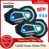 Freedconn Group Motorcycle Intercom Moto Helmet  Bluetooth Headset 1200M Music share Communicator Helmets Speaker FM Waterproof