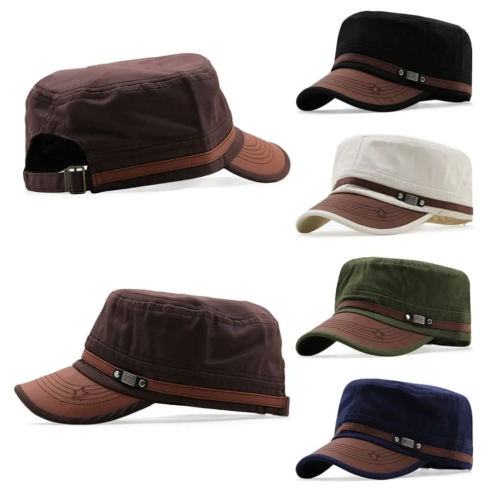 Men Unisex  Hat Baseball Cap Cotton Cadet Hat   Breathable Combat Fishing Flat Adjustable Cap