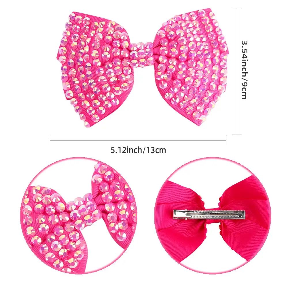 CN White Pearl Hair Bows Rhinestone Center Bows Hairpins For Girls Hair Accessories Kids Boutique Layers Bling Hair Clips