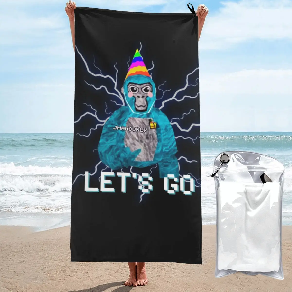 Gorilla Tag Jmancurly Monke Let's Go Beach Towel Poncho Bathing Towels Cover-ups Quick Dry Sand Free Yoga Spa Gym Pool