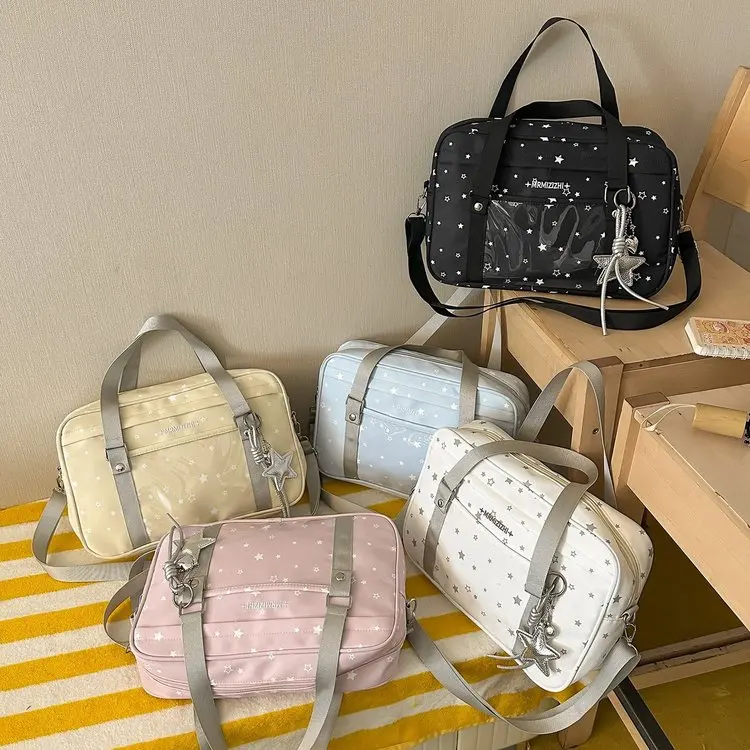 New Polka Dot Transparent Tote Bag Women's Handbag Student Shoulder Bag Crossbody Bag Commuter Style Soft PU Leather