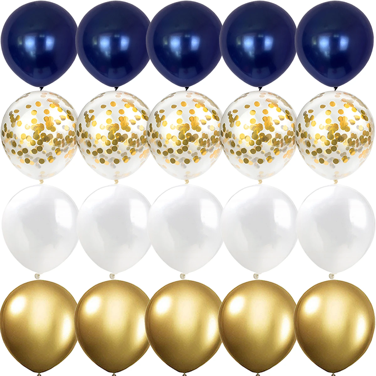 20PCS 나이트 블루 생일 파티 황금 풍선 베이비 샤워 금속 색종이 결혼 기념일 Mariage Globos 장식