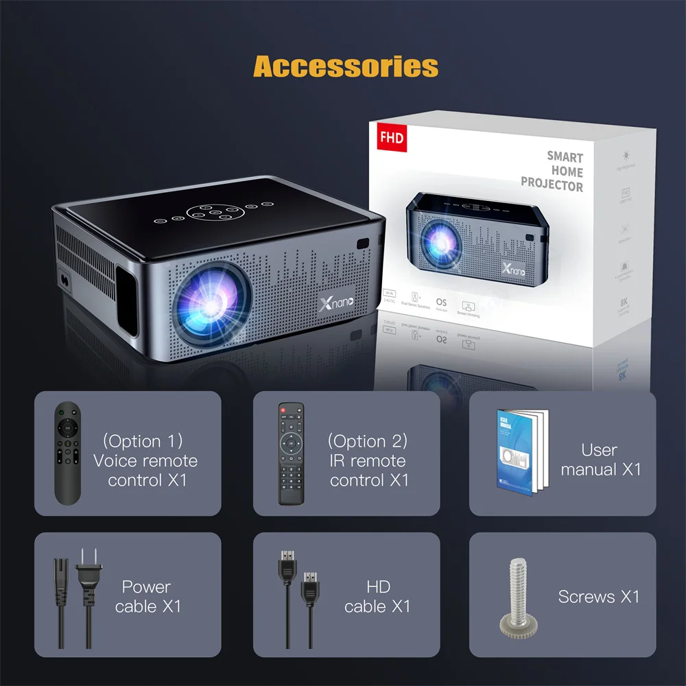 Portable 5G WIFI Projector Mini Smart Real 4k Full HD  Large Screen LED Bt Supported Smart Android Projector