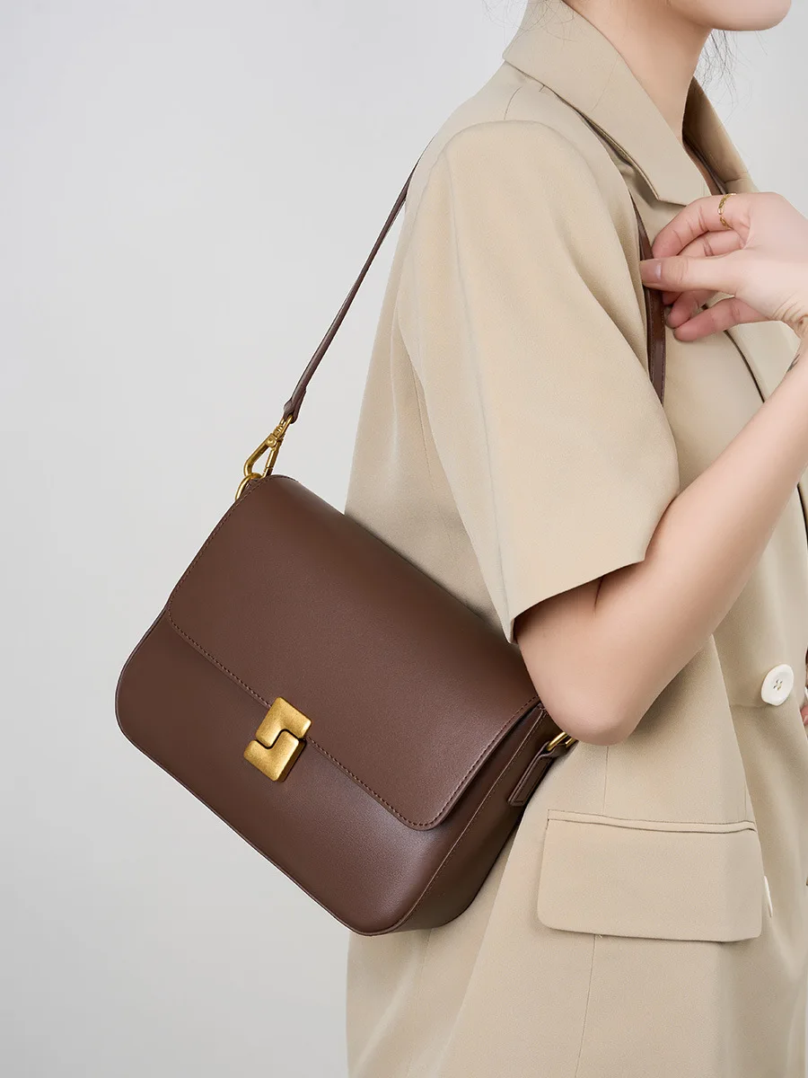 

Genuine leather tofu bag large capacity high-end sense one-shoulder armpit commuting practical cowhide crossbody women's bag